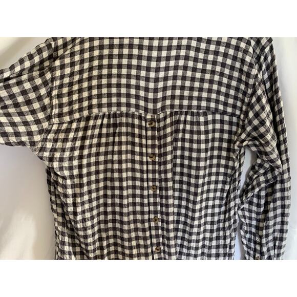 Anthropologie Isadora Button Back Tunic Top Black White Gingham Shirt Medium - Picture 4 of 12